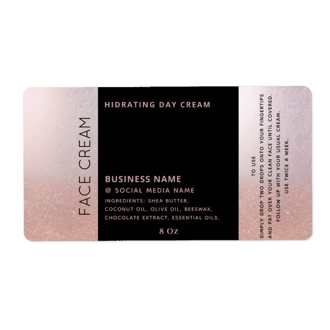 Minimalist typography black rose gold face cream  (Front)