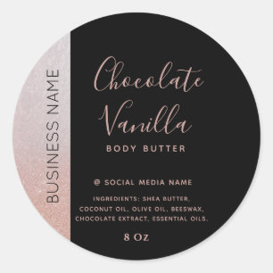 Minimalist typography black rose gold product clas classic round sticker
