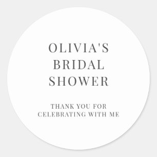 Minimalist Typography Black White Bridal Shower Classic Round Sticker