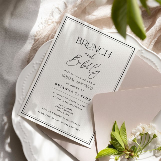 Minimalist Typography Black & White Bridal Shower Invitation (Creator Uploaded)
