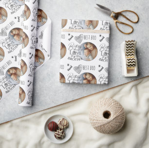 Minimalist Typography Brother Birthday Photo Wrapping Paper