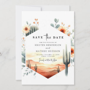 Minimalist Typography Cactus Wedding Save The Date