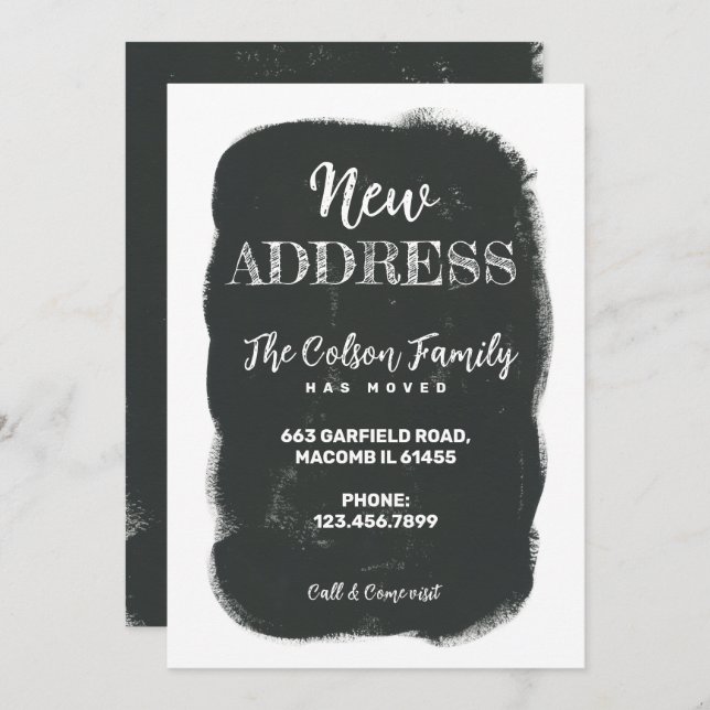 Minimalist Typography Chalkboard New Home Moving  Announcement (Front/Back)