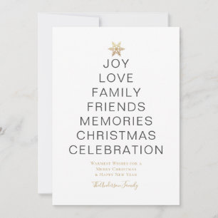 Minimalist Typography Christmas Wishes Gold Holiday Card