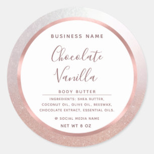 Minimalist typography circle foil rose gold frame classic round sticker