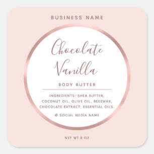 Minimalist  typography circle foil rose gold frame square sticker