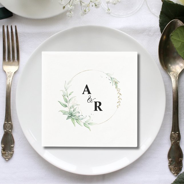 Minimalist Typography Couples Monogram Wedding Napkin (Creator Uploaded)