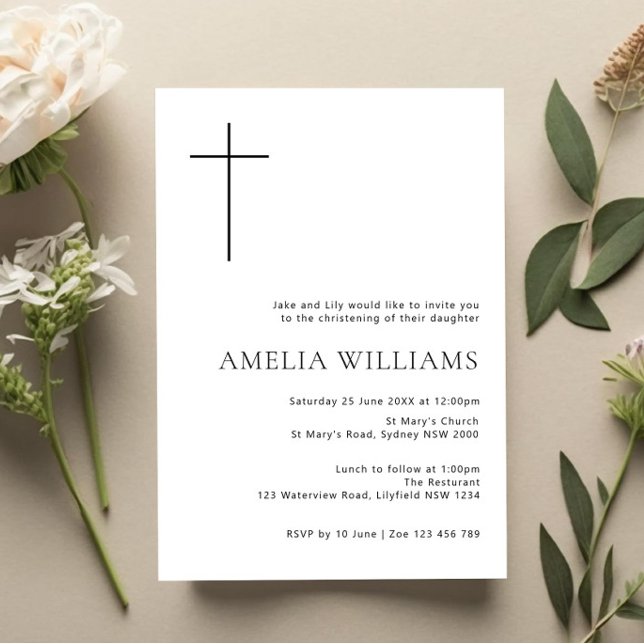 Minimalist Typography cross arch baptism Invitation (Creator Uploaded)