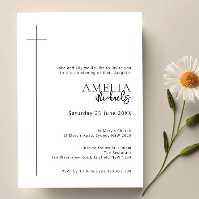 Minimalist Typography cross arch baptism Invitation (Creator Uploaded)