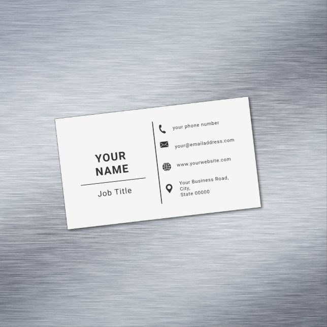 Minimalist Typography Custom Logo Black And White Magnetic Business Card (In Situ)