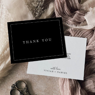 Minimalist Typography   Dark Black Thank You Card