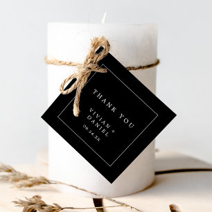 Minimalist Typography   Dark Black Thank You Favour Tags