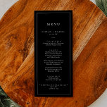 Minimalist Typography | Dark Black Wedding Dinner Menu<br><div class="desc">This minimalist typography dark black wedding dinner menu card is perfect for a simple wedding. The modern romantic design features classic black and white typography. Customisable in any colour. Keep the design simple and elegant, as is, or personalise it by adding your own graphics and artwork. This menu can be...</div>