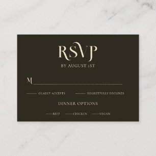 Minimalist Typography Dark Green Wedding RSVP Card