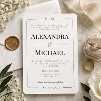 Minimalist Typography Elegant Border Wedding Invitation