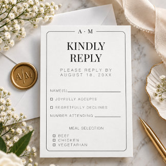 Minimalist Typography Elegant Border Wedding RSVP Card