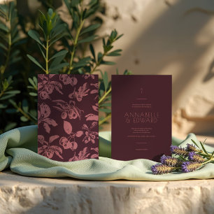 Minimalist Typography Elegant Burgundy Wedding Invitation