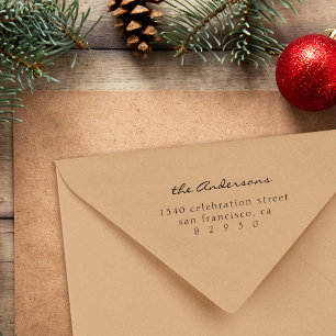 Minimalist Typography Family Script Return Address Rubber Stamp