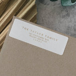Minimalist Typography | Gold Family Return Address<br><div class="desc">These minimalist typography gold family return address labels are perfect for a simple wedding. The romantic minimalist design features lovely and elegant champagne golden yellow typography on a white background with a clean and simple look. These labels can be used for Christmas cards, party invitations, a special event or any...</div>