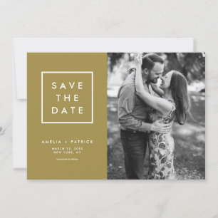 Minimalist Typography Gold Photo Save The Date
