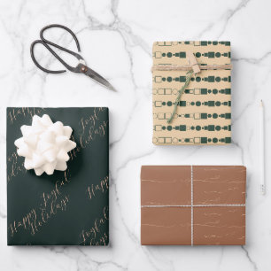 Minimalist Typography Happy Holidays Modern Wrapping Paper Sheet