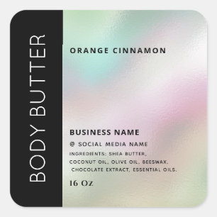 Minimalist typography holographic product label