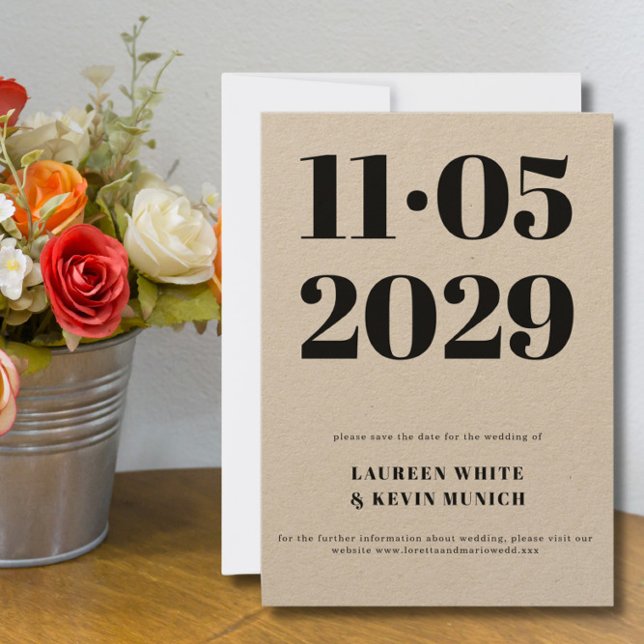 Minimalist Typography Kraft Save the date Invitation (Creator Uploaded)