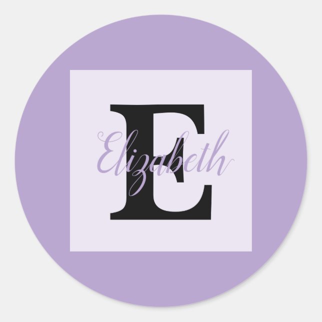 Minimalist typography monogram name  classic round sticker (Front)