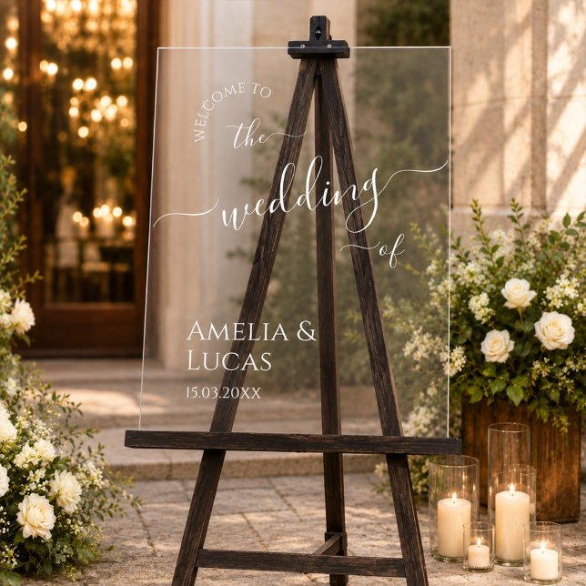 Minimalist Typography Personalised Wedding Welcome Acrylic Sign (Creator Uploaded)