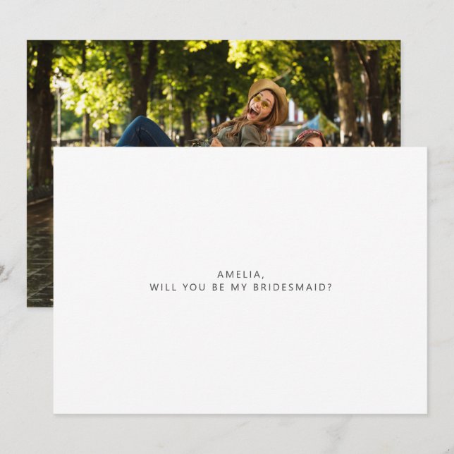 Minimalist Typography Photo Bridesmaid Proposal Card (Front/Back)