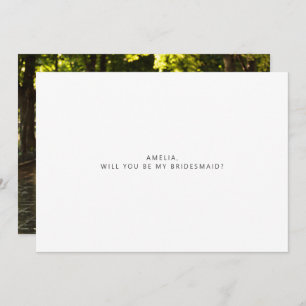 Minimalist Typography Photo Bridesmaid Proposal Card