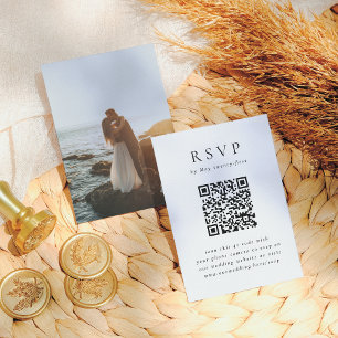 Minimalist Typography Photo QR Code Wedding RSVP Enclosure Card