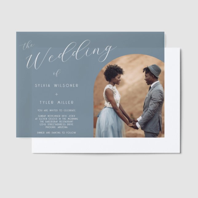 Minimalist Typography Photo Vellum Invitations (Offset)