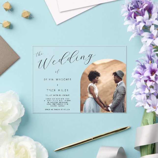 Minimalist Typography  Photo Wedding  Acrylic Invitations (Insitu (Wedding))