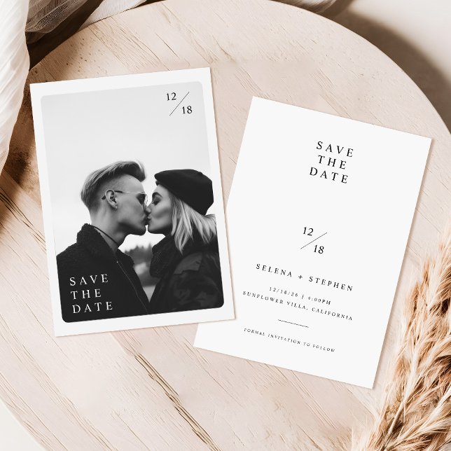 Minimalist Typography Photo Wedding Save The Date Invitation (Creator Uploaded)