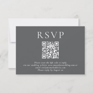 Minimalist Typography QR Code Wedding Grey RSVP Card
