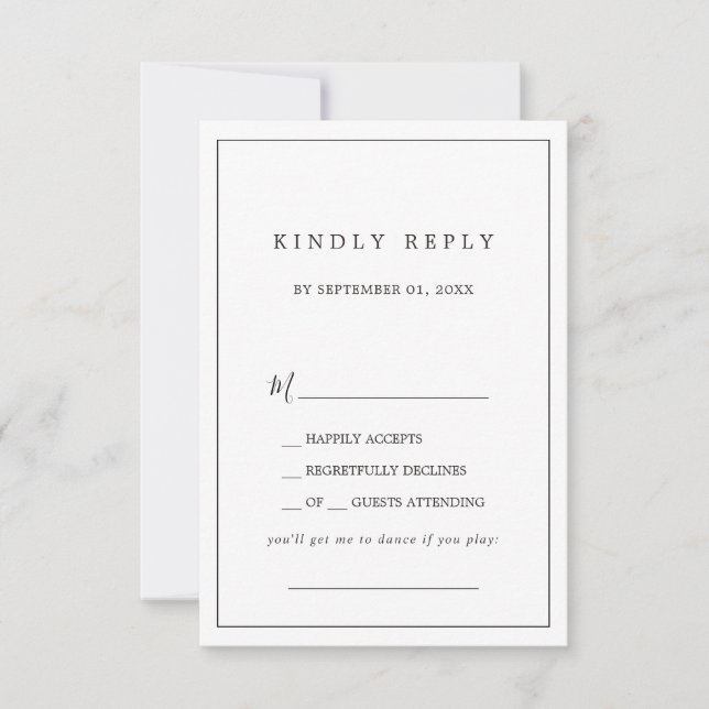 Minimalist Typography Song Request RSVP Card (Front)