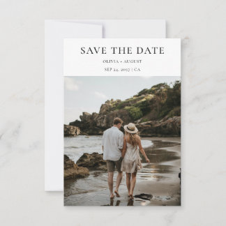 Minimalist Typography Style |  Beach Photo Wedding Save The Date