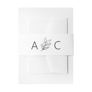 Minimalist Typography Wedding Chic Black White Invitation Belly Band