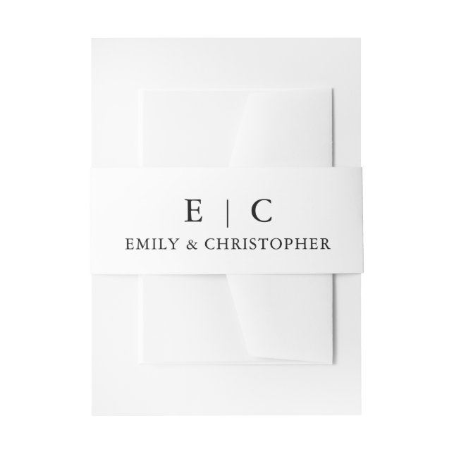 Minimalist Typography Wedding Chic Black White Invitation Belly Band (Front Example)