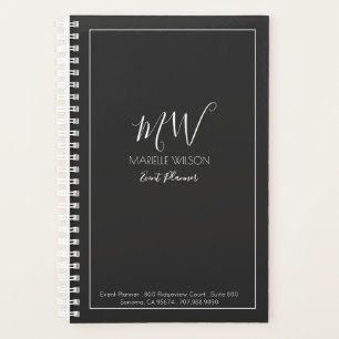 Minimalist Typography White On Black Event Planner