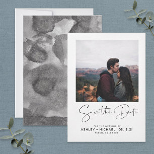 Minimalist Typography White Photo Save the Date