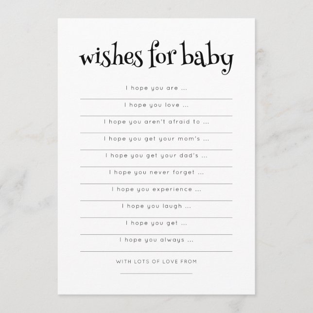 Minimalist Typography Wishes for Baby Shower card (Front)