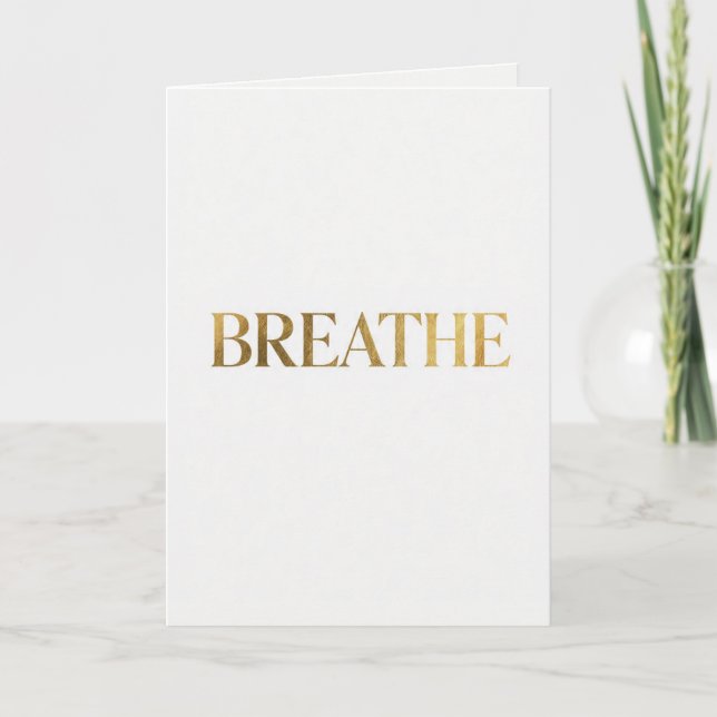Minimalist typography with gold word breathe card (Front)