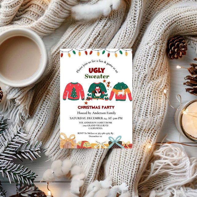 Minimalist Ugly Sweater christmas party  Invitation (Creator Uploaded)