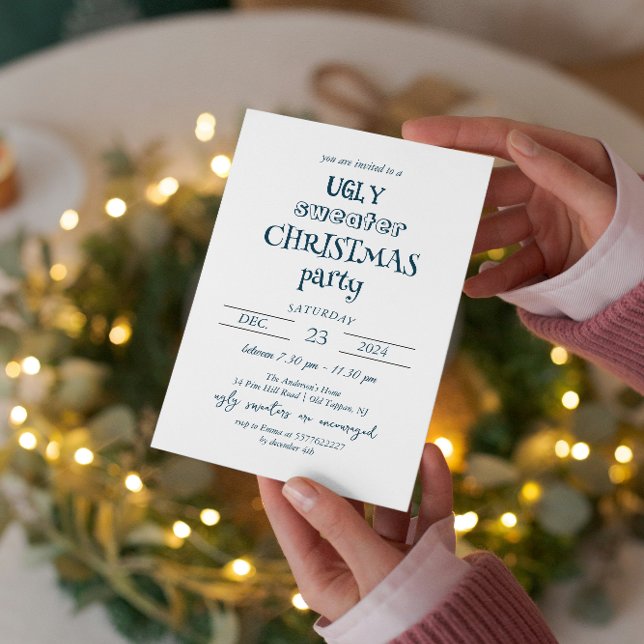 Minimalist Ugly Sweater Christmas Party Invitation (Creator Uploaded)