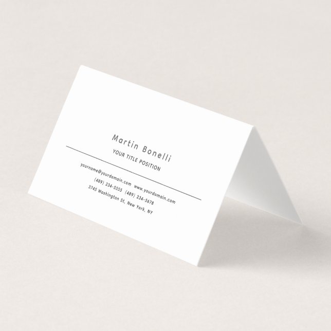 Minimalist Unique Classical Simple Black White Business Card (Front)