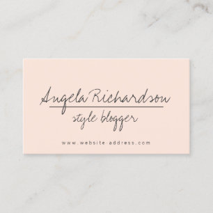 Minimalist Unique Handwritten Blogger Peach Business Card