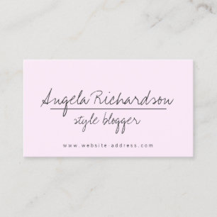 Minimalist Unique Handwritten Stylist Pink Business Card