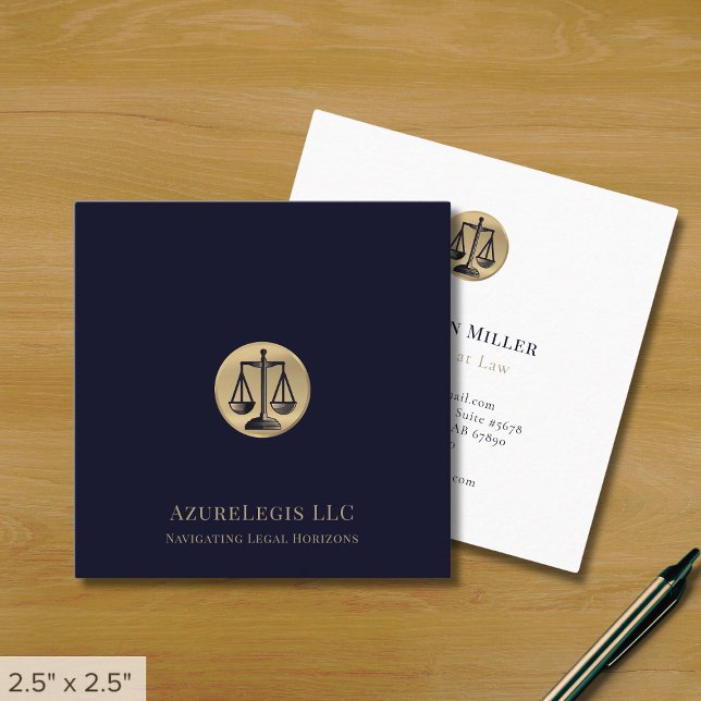 Minimalist Upscale Law Practice Square Business  Square Business Card (Creator Uploaded)